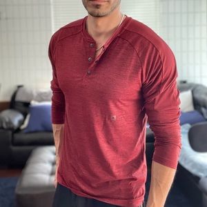 Dark Red Express Long Sleeve Henley Small